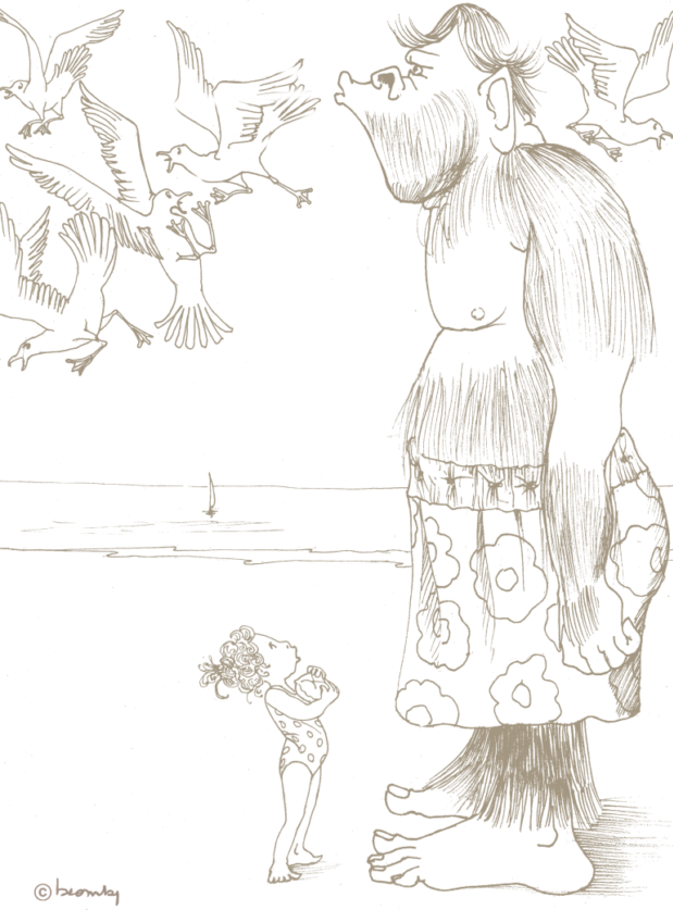 Illustration histoire pour enfant avec Momo et les mouettes